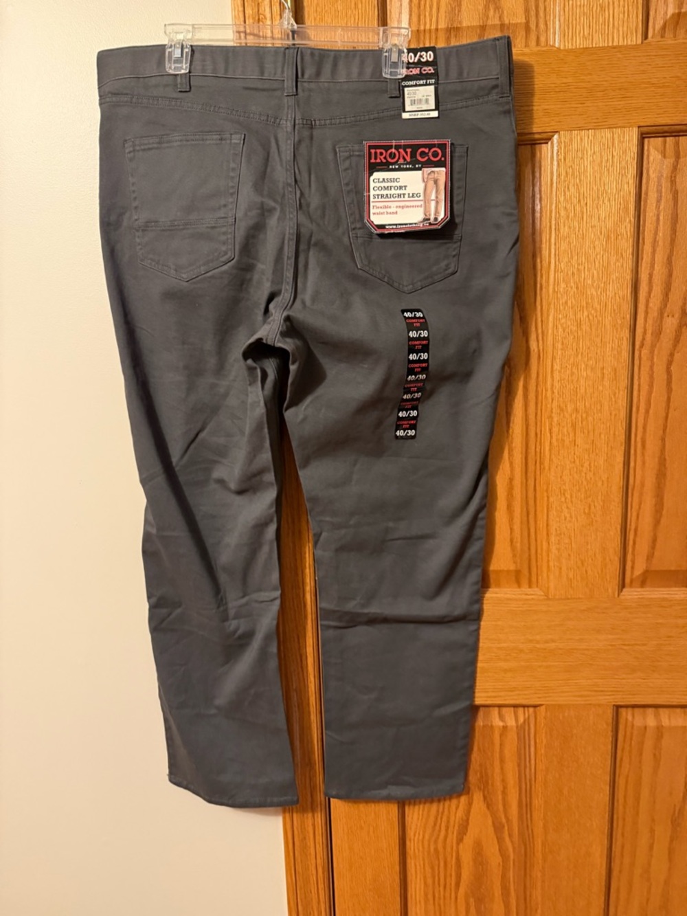 NWT, Iron Co. men’s classic fit Dark Gray pants 40 x 30, cotton